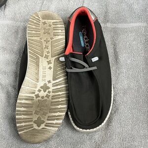 Hey Dude Women's Black Slip-Ons with Red Accents